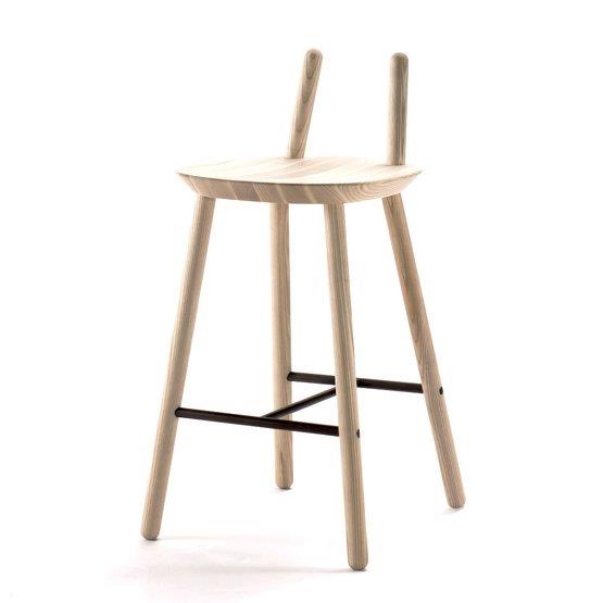 Chaise de bar en bois naturel 65 cm Naïve - Emko