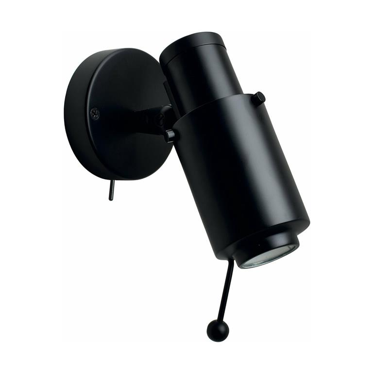 Applique murale en acier noir et tube avec bras BinySpot - DCW Editions