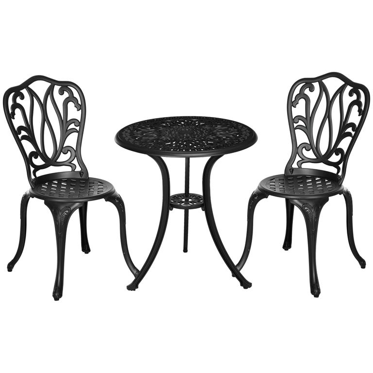 Description:Ajoutez une touche d'élégance à votre jardin ou votre terrasse grâce à cet ensemble 3 pièces au charme rétro. Fabriqué en fonte d'aluminium avec lignes fuselées style fer forgé, l'ensemble ...