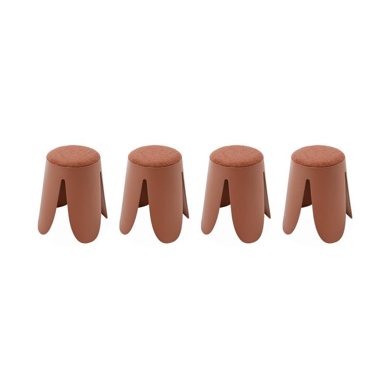 Set de 4 tabourets empilables terracotta