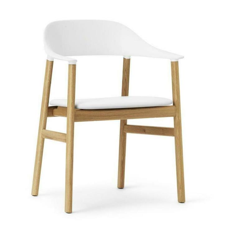 Chaise avec accoudoirs en chêne et cuir blanc Herit Spectrum Leather blanc