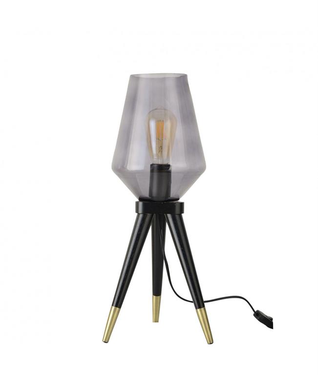 Lampe en bois noir et doré