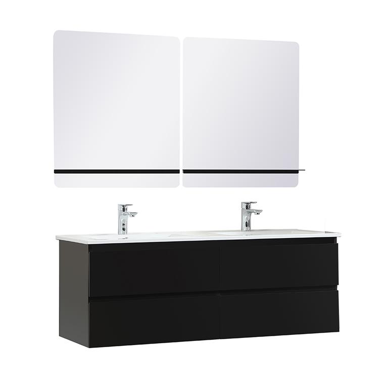 Meuble double vasque 120cm avec plan céramique  Noir 
