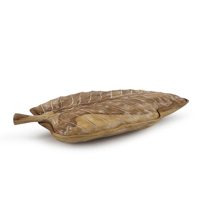 Boîte en bois de teck beige blanchi