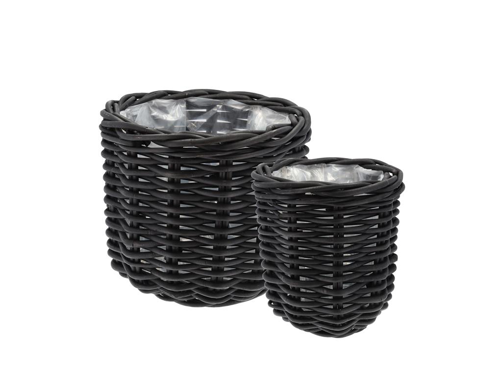 Panier à plantes en rotin noir