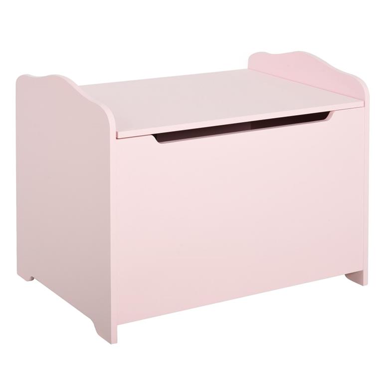 Coffre à jouets vérin pneumatique mdf rose
