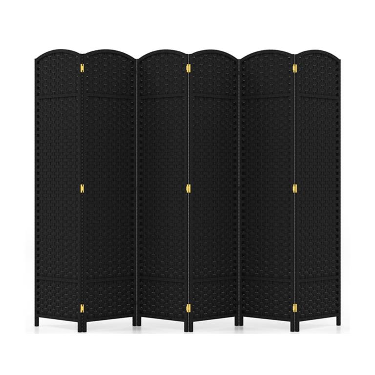Paravent séparateur de pièce 6 panneaux pliable noir 240 x 170 cm