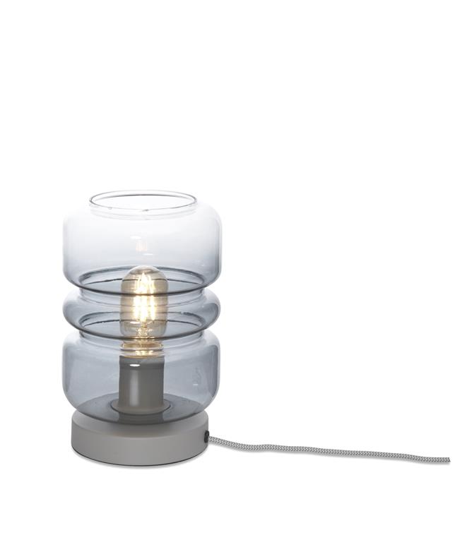 Lampe à poser fer verre h23cm gris