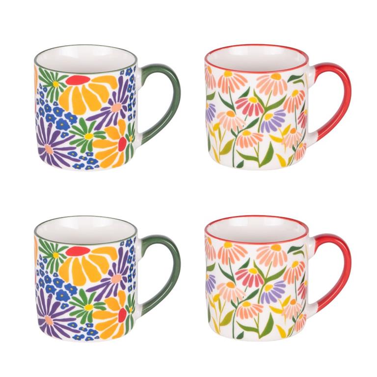 Coffret de 4 mugs   35 cl multicolores en porcelaine