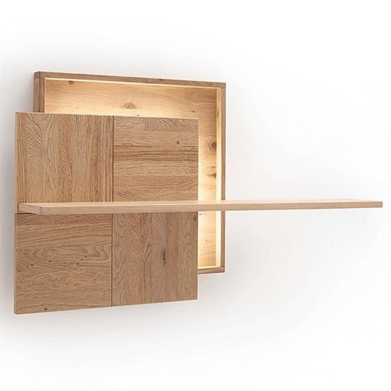 Etagère Mural VALERIA 2 panneaux 120 cm poutre chêne Bianco