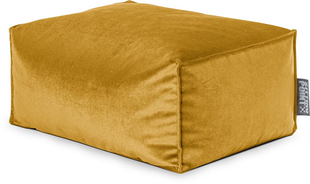 Repose-pied d'intérieur aspect velours moutarde 55x65x35cm