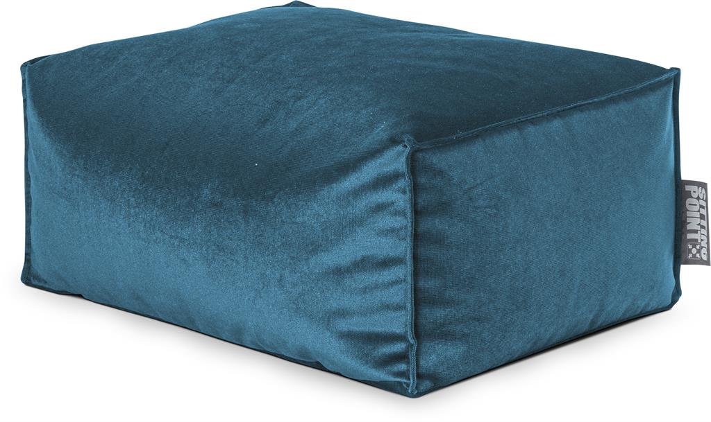 Repose-pied d'intérieur aspect velours pétrole 55x65x35cm