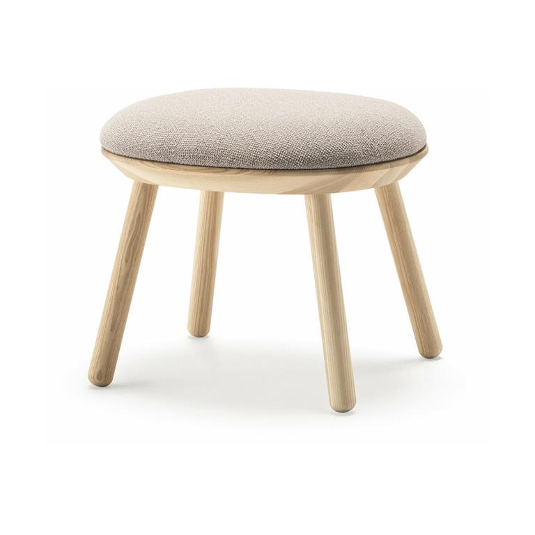 Tabouret en frêne et tissu beige Naïve - Emko