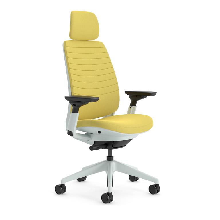 Chaise de bureau ergonomique en tissu jaune 72 x 64 x 121