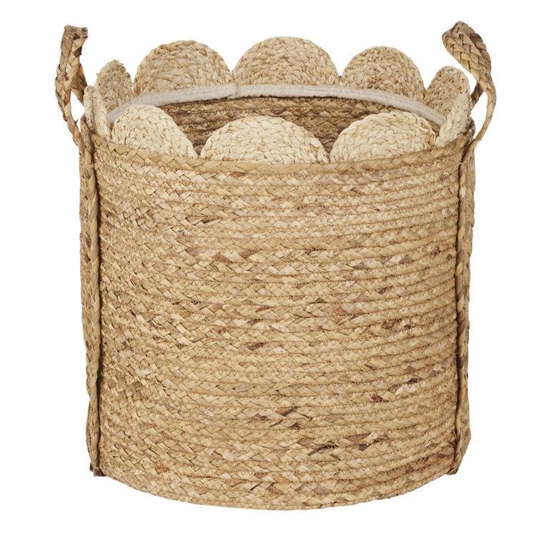 Panier de rangement en fibre végétale beige