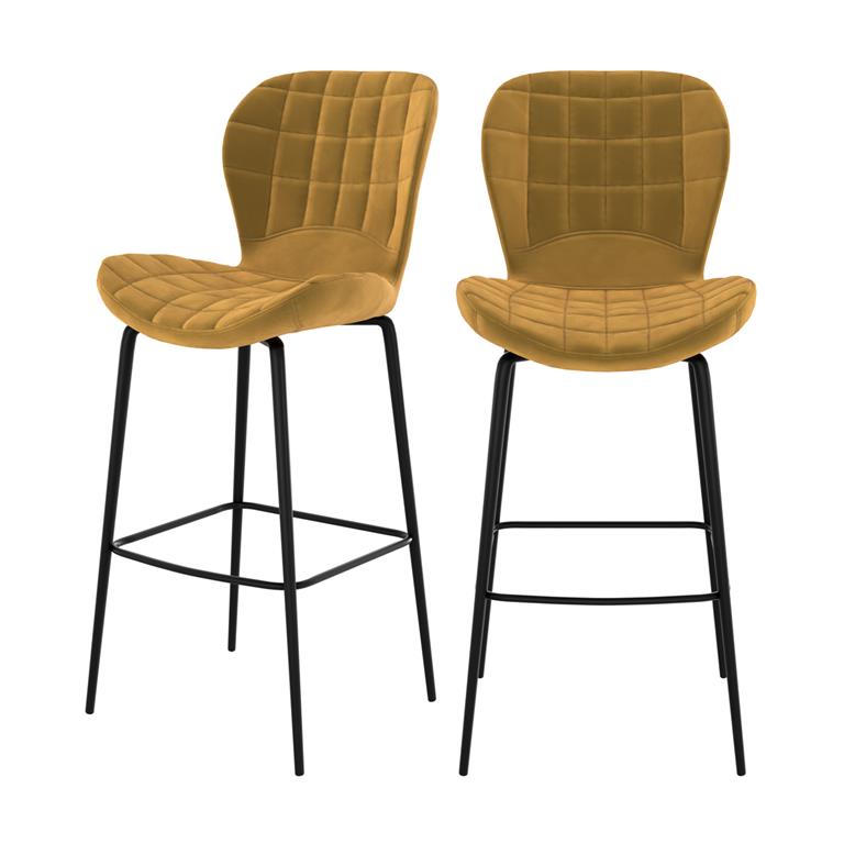 Description : Les îlots centraux sont une grande tendance de la déco. Pour créer un espace convivial, vous allez adorer notre chaise de bar Mazzia en velours jaune 75 cm (lot ...