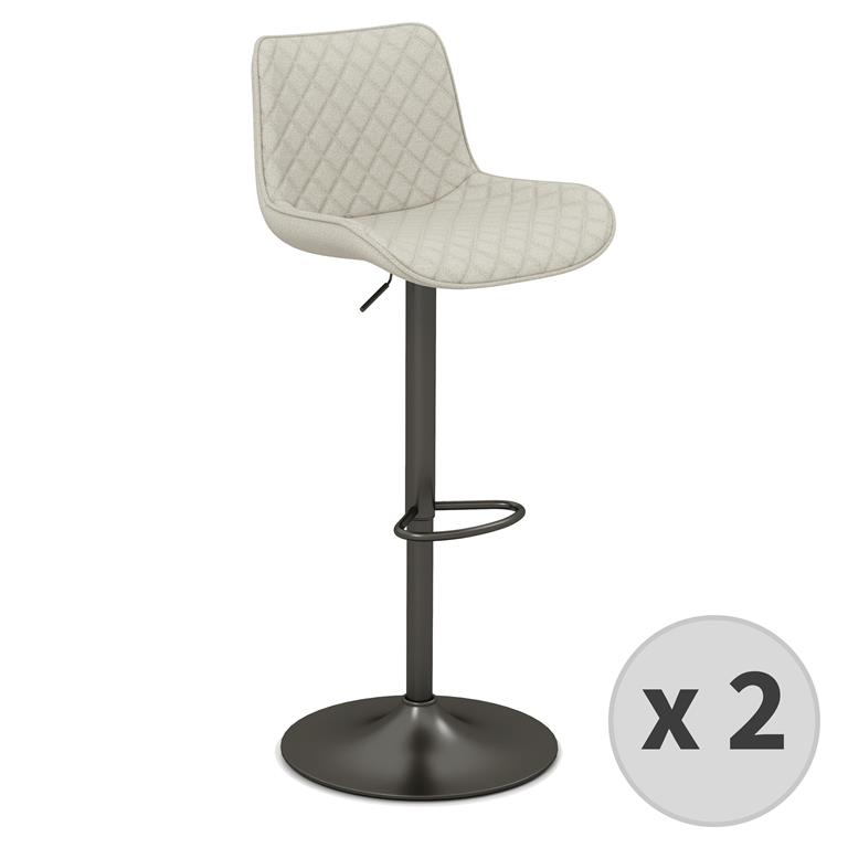 Tabouret de bar en tissu Coloris Lin et métal noir mat