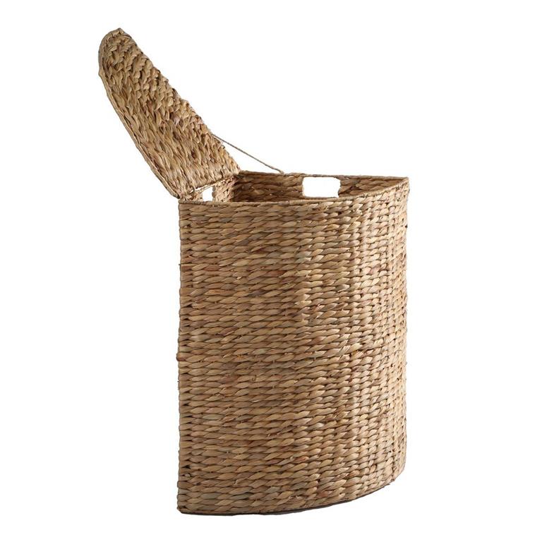 Panier à linge d'angle en jacinthe d'eau L40 x H65 cm