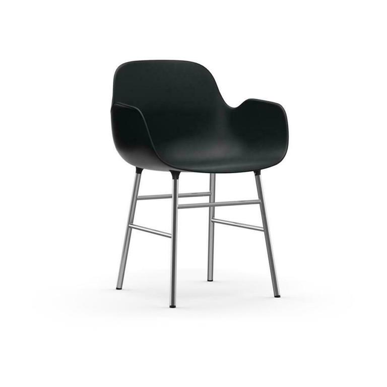 Chaise avec accoudoirs en chrome et pp noir Form - Normann Copenhagen