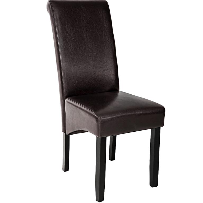 Chaise de salle à manger rembourrées en cuir synthétique cappuccino
