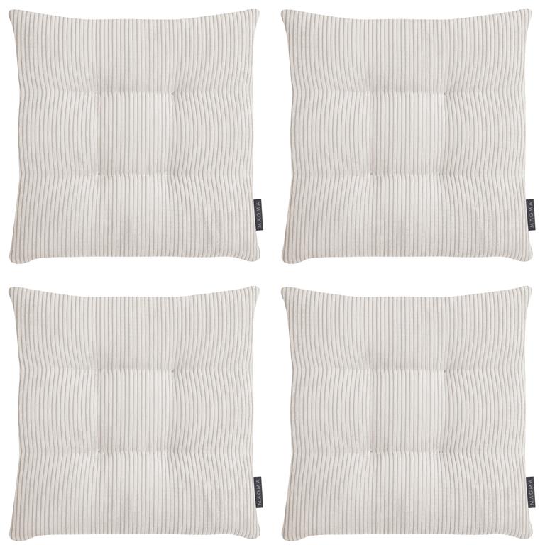 Galettes de chaise velours carrées nature-lot de 4-35x35x5