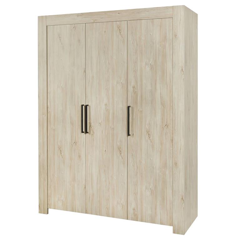 Armoire  3 portes 165cm aspect bois clair