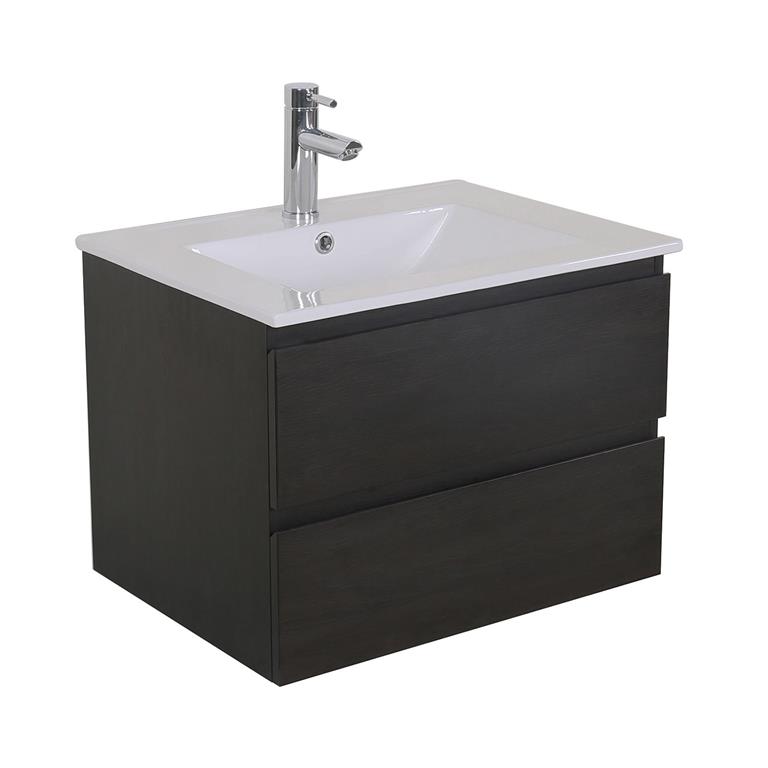 Meuble simple vasque 60cm  Décor chêne carbonne 