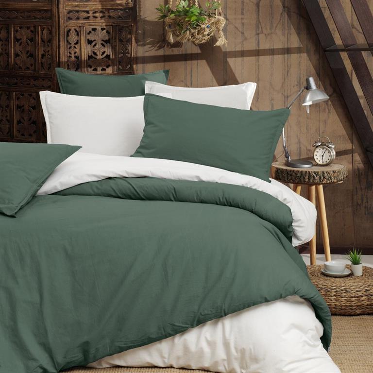 Housse de couette en percale lavée  lichen 240x220 cm