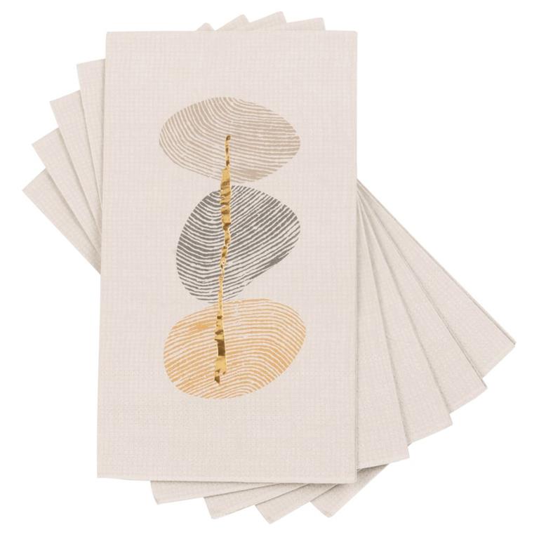 Serviettes en papier beige imprimé empreintes digitales multicolores 