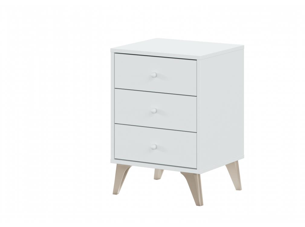 Chevet scandinave 3 tiroirs L40cm x H56cm - Blanc