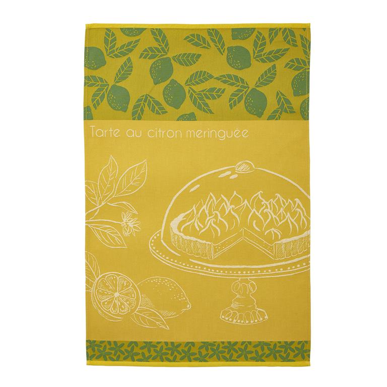 Torchon imprimé en jacquard de coton jaune 50x75