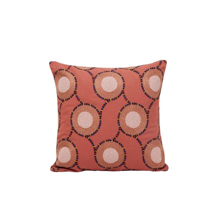 Housse de coussin aux motifs ethnique brodé orange 40x40 cm