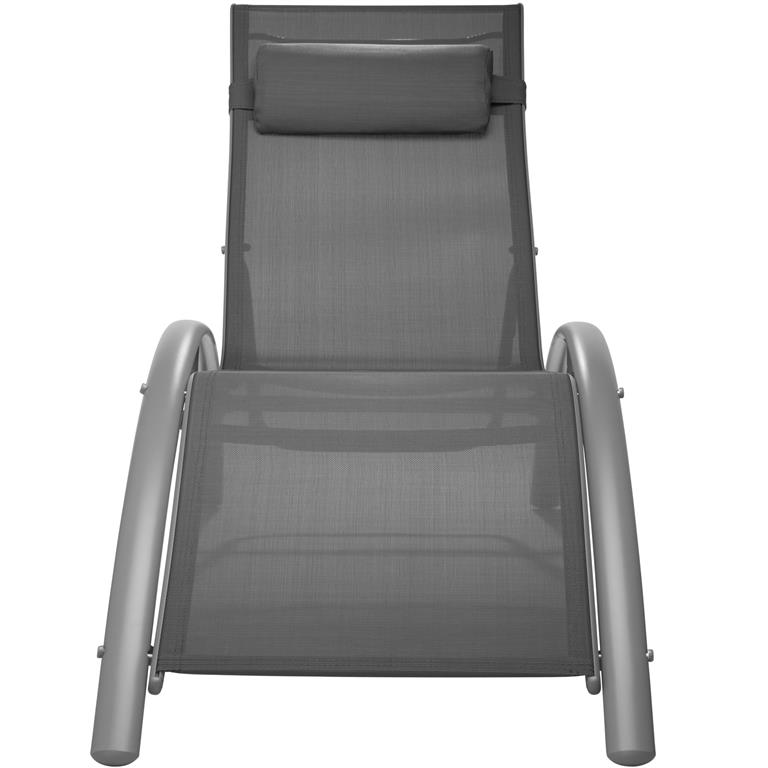 Lot de 2 transats en acier réglables 5 positions avec coussin gris