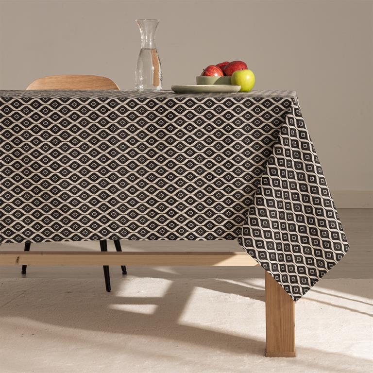 Nappe avec traitement antitache effet tissu Noir 140x200 cm