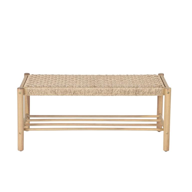 Banc intérieur et extérieur  en bois d'acacia et osier