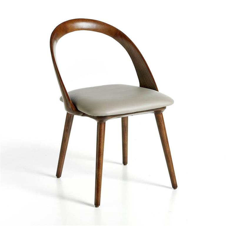 Chaise en simili cuir et effet bois noyer