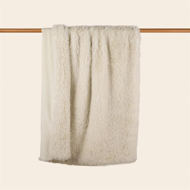 Plaid en polyester ecru 140x200 cm