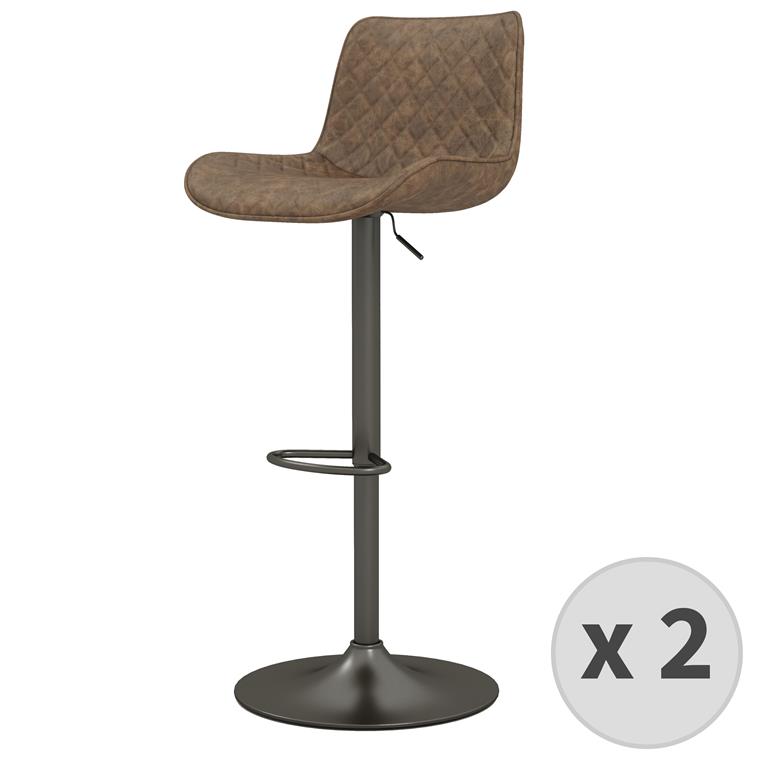 Tabouret de bar en cuir synthétique Marron-gris bronze 