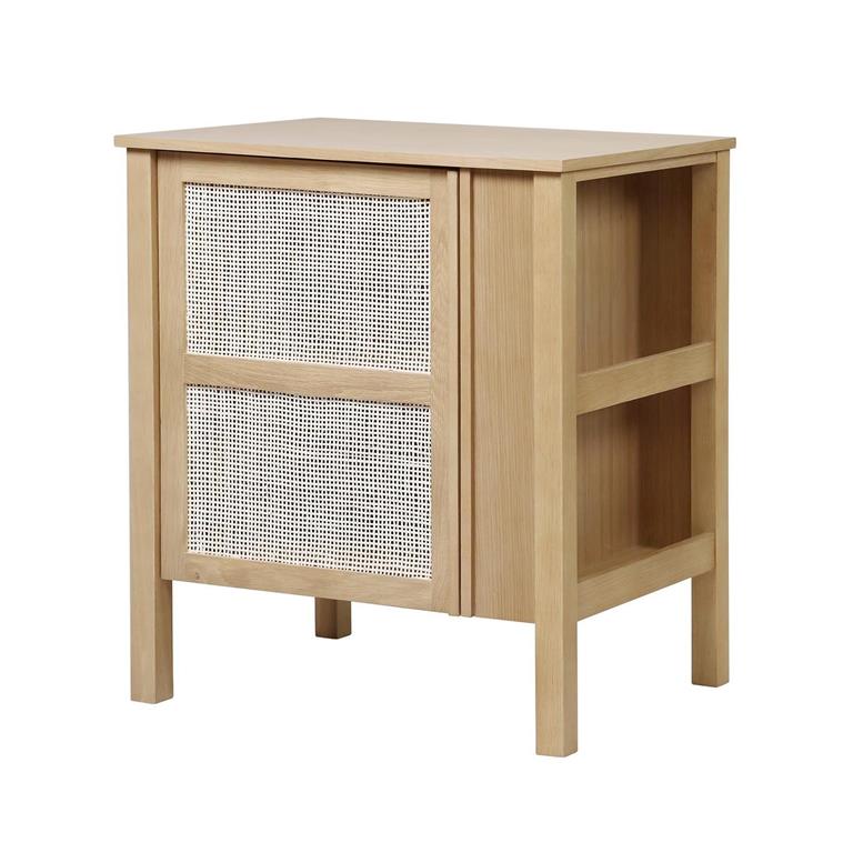 Meuble simple vasque 70cm chêne  porte cannage