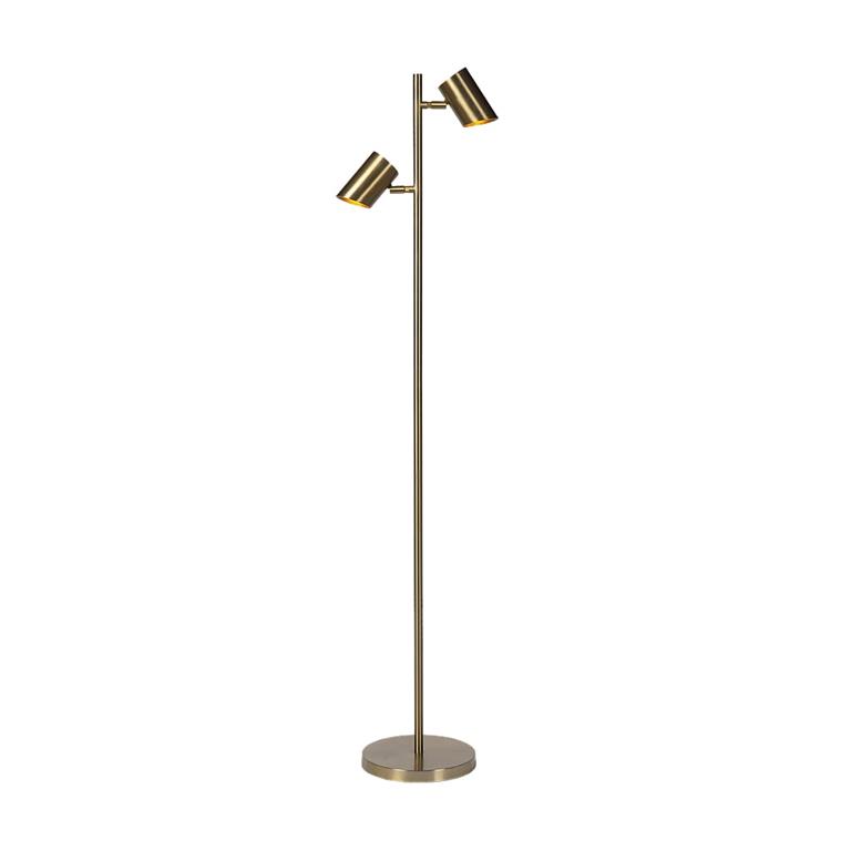 Lampadaire en or 2 sources lumineuses hauteur 144 cm en métal