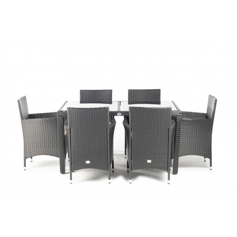 Ensemble table et chaises d'extérieur 6 Places Noir Rotin synthétique