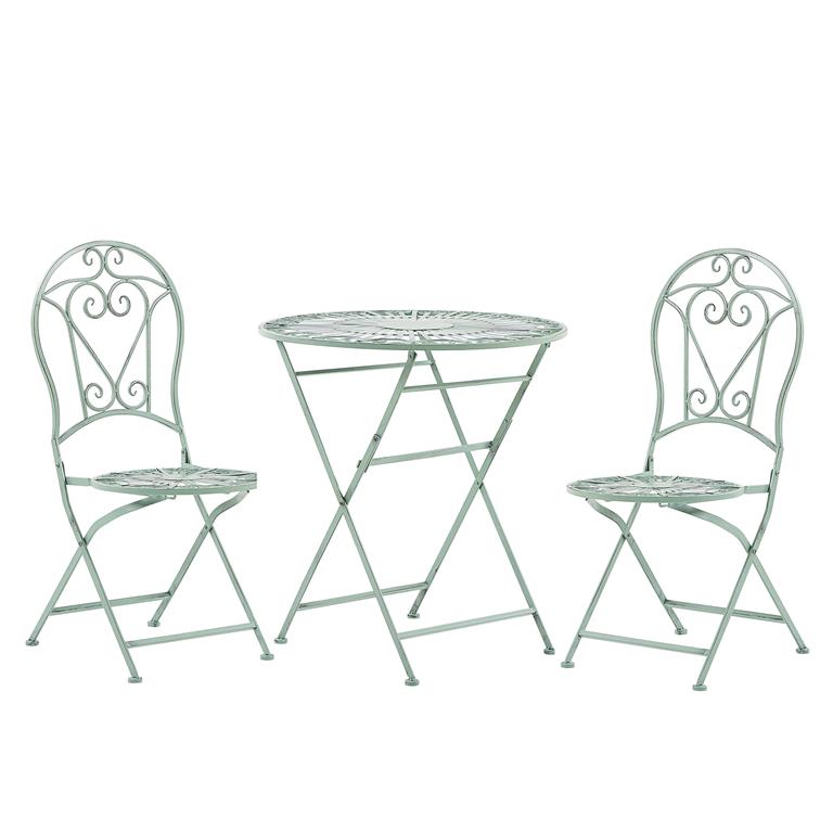 Ensemble pour bistro pliant métal vert clair