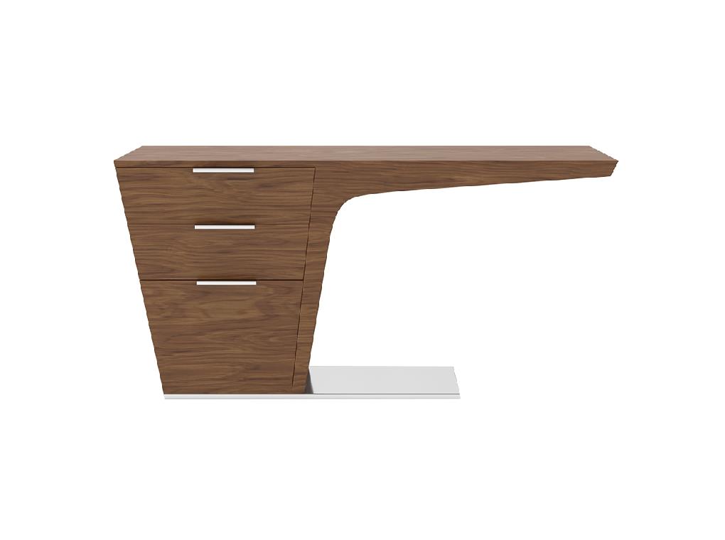 Produit à usages professionnels et particuliers. Bureau en noyer modèle 3012 Angel Cerdá S.L. Bureau de style moderne en bois plaqué noyer naturel de 0,5 mm d'épaisseur et trois tiroirs ...