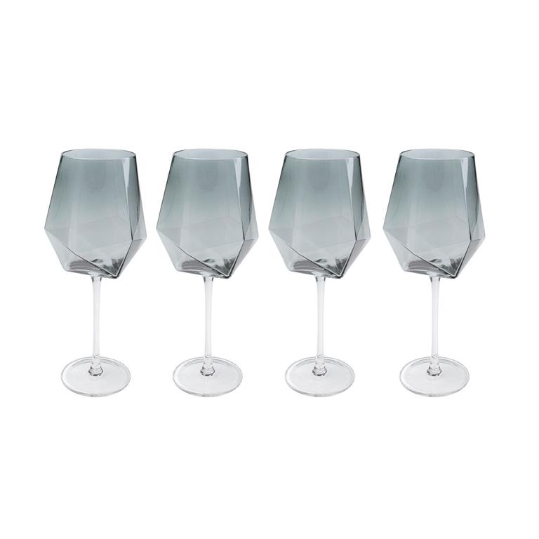 Lot de 4 - Verre à vin en verre fumé