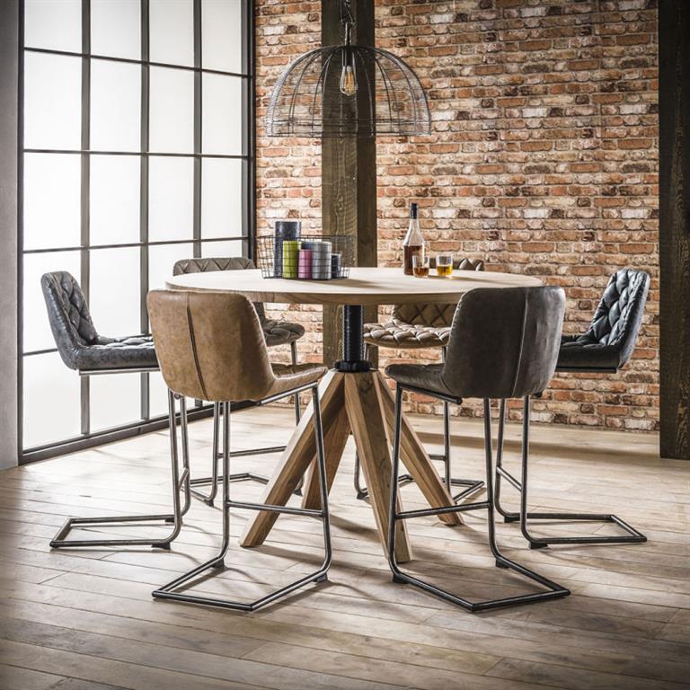 Ensemble de Tabourets de bar vintage en effet cuir 
