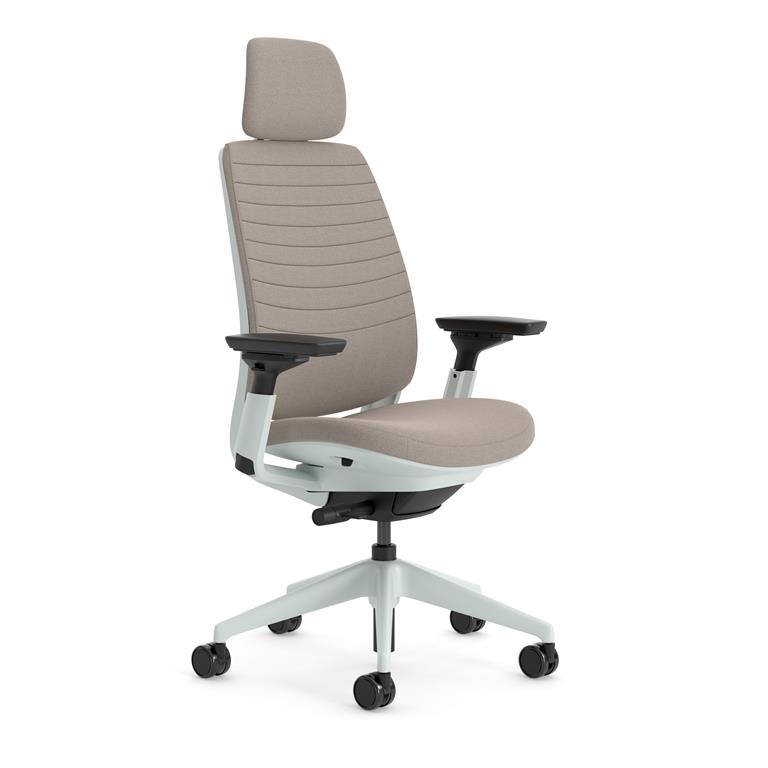 Chaise de bureau ergonomique en tissu beige 72 x 64 x 121