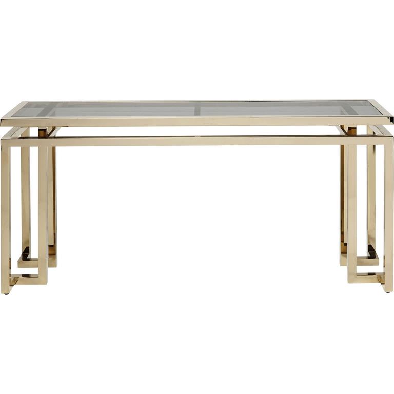Console en verre teinté et acier doré