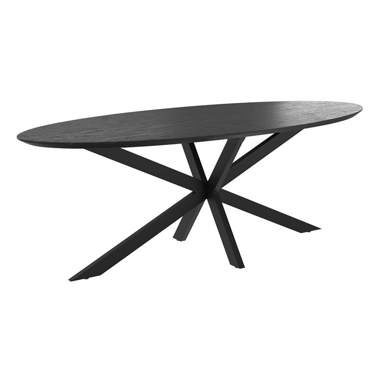 Table ovale 10 personnes en bois de teck recyclé noir 240 cm