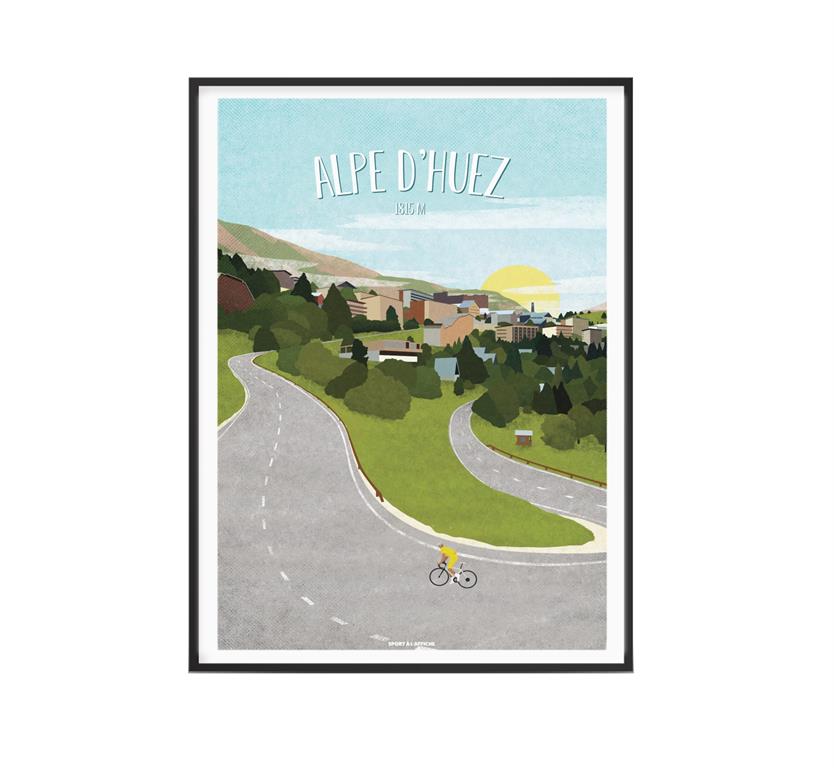 Affiche Cyclisme - Affiche Alpes d'Huez 30 x 40 cm