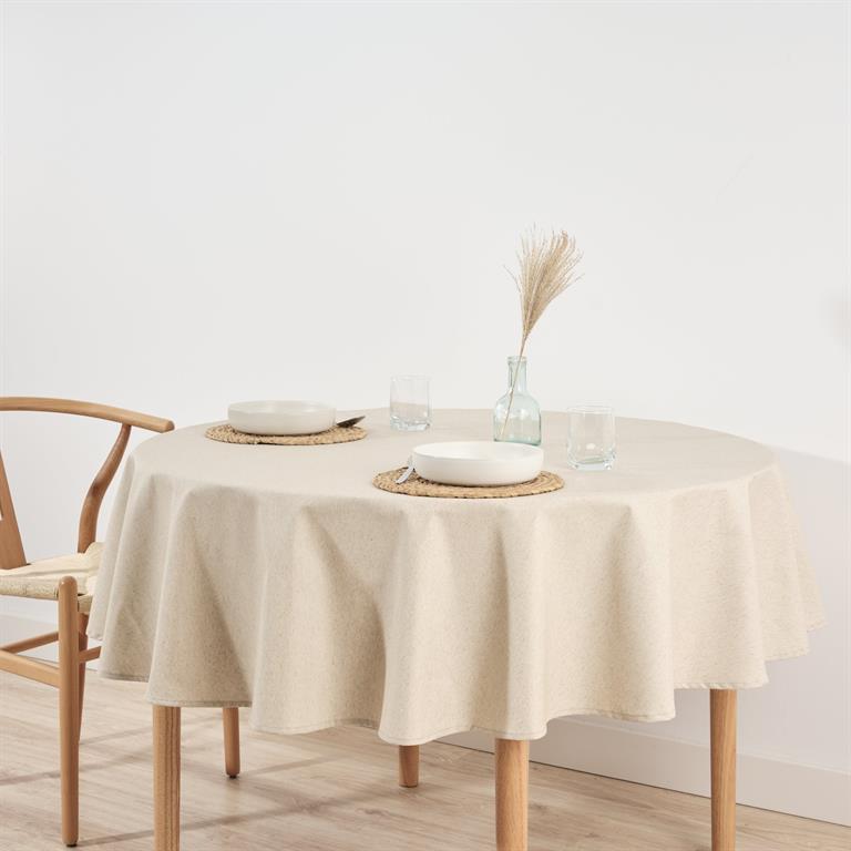 Nappe ronde anti-taches Beige 180cm